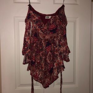 Pattern Tube V-Neck Romper with Choker